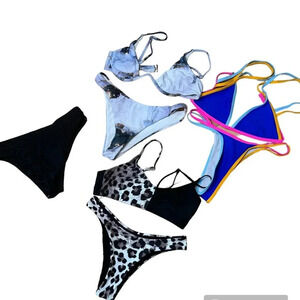 Set of THREE SHEIN High Rise Bikinis with bonus bottoms - small